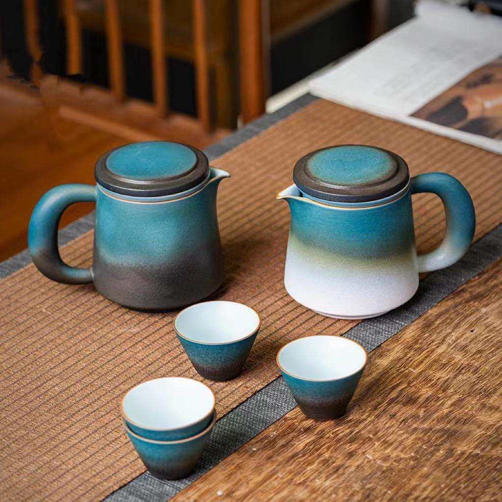 陶瓷茶水分离快客杯一壶四杯户外泡茶功夫出差旅行便携茶具套装