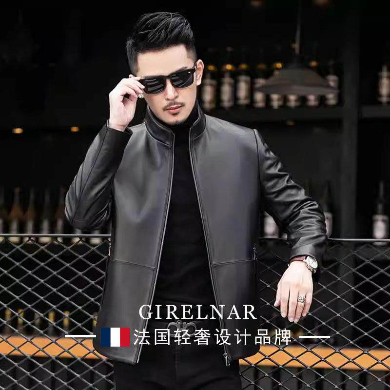 爵澜纳轻奢皮衣男2025新款秋冬季立领商务休闲绵羊皮夹克外套男