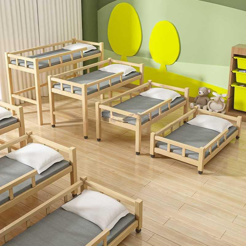 幼儿园实木折叠儿童床抽拉式床托管班小学生上下铺午睡