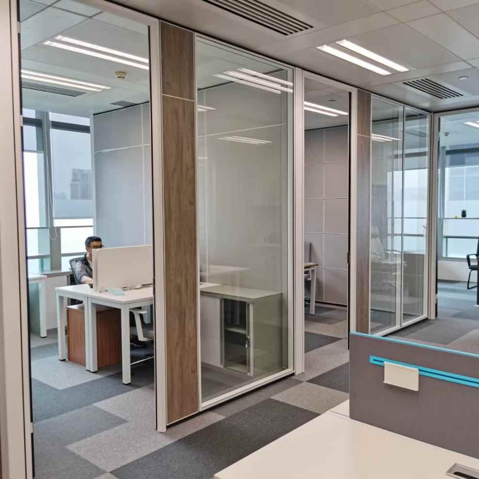 办公室玻璃隔断防火钢叶铝化玻璃写办公室玻字楼隔音间合金墙双玻
