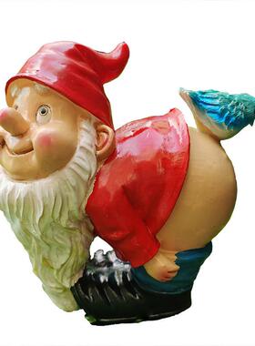 亚马逊礼品摆件花园摆件小矮人树脂工艺品侏儒光屁股白胡子老人