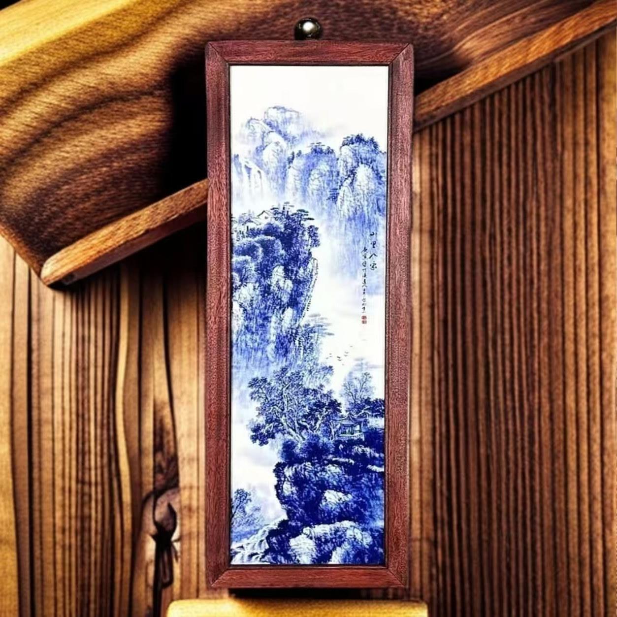 景德镇陶瓷瓷板画手工覆古陶瓷山水花鸟童子风客厅家居装饰挂画