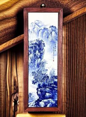 景德镇陶瓷瓷板画手工复古陶瓷山水花鸟童子风客厅家居装饰挂画