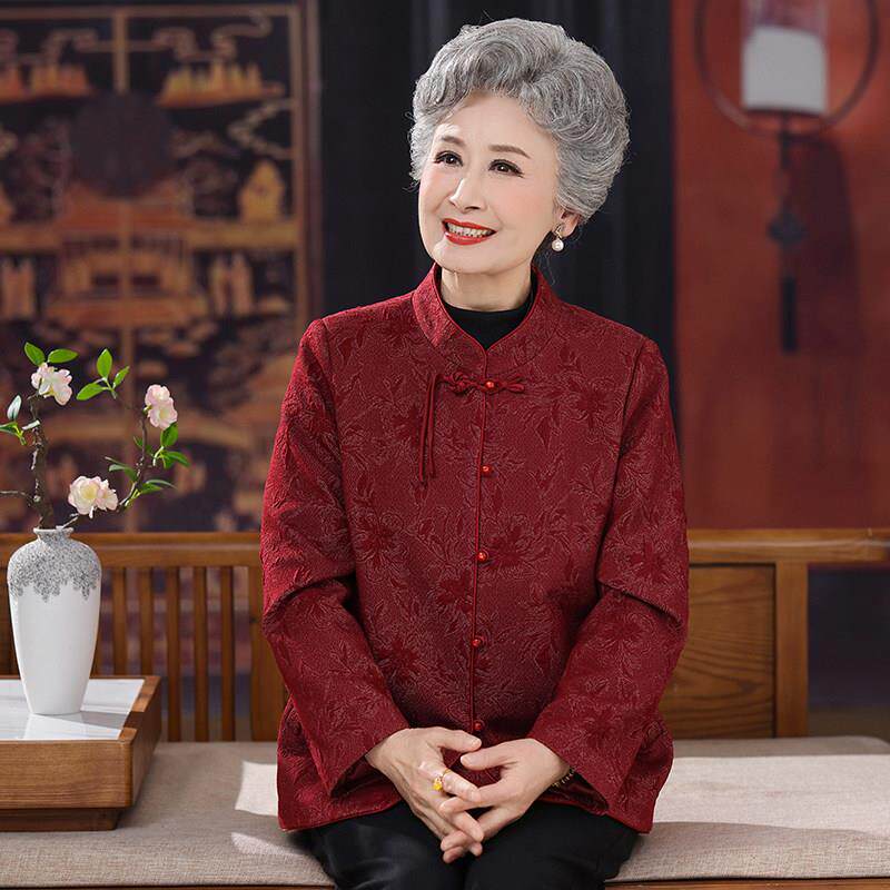 2026新款中老年女装中国风妈妈春秋季婚礼外套奶奶本命年喜庆上衣