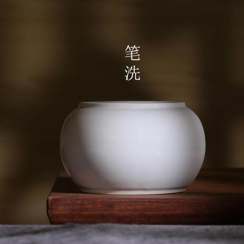 汝窑陶瓷笔洗缸洗笔杯涮笔筒水彩洗墨缸国画文房四宝书法用具毛笔