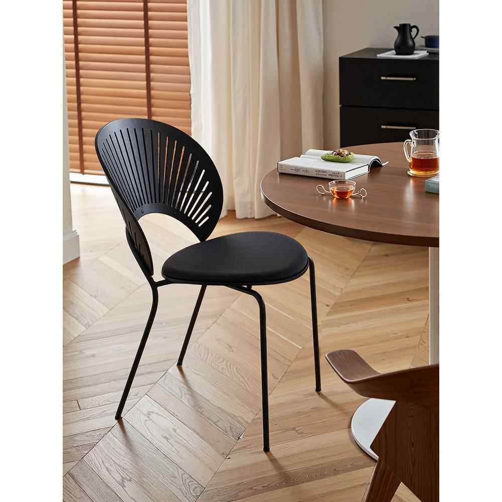 网红中古实木贝壳椅家用餐桌椅可叠放靠背椅子休闲高级咖啡厅餐椅,住宅家具,餐椅,淘宝优惠券,粉丝福利购,淘宝优惠卷