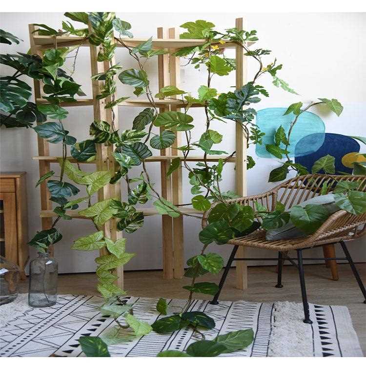 新款直销仿真藤条龟背叶树叶葡萄绿叶植物吊顶装饰水管道假花塑料