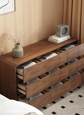 实木九斗柜全储卧室ZG-78157靠置物抽屉床墙尾物柜立柜胡桃色五斗