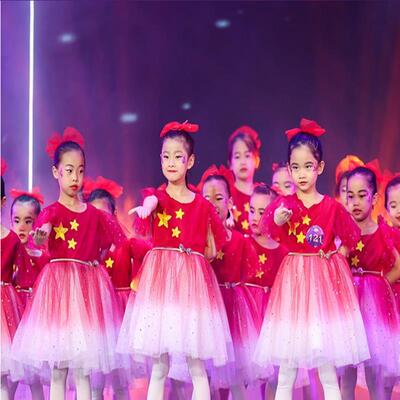 高档六一儿爱童出服合唱中小学演生红歌国歌唱祖国蓬蓬纱演裙团体
