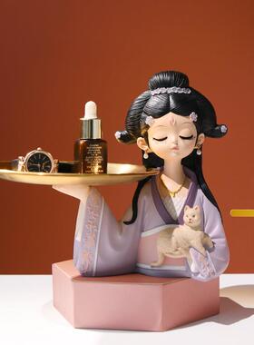 新款直销古风摆件玄关钥匙收纳托盘家居饰品客厅婚房布置装饰树脂