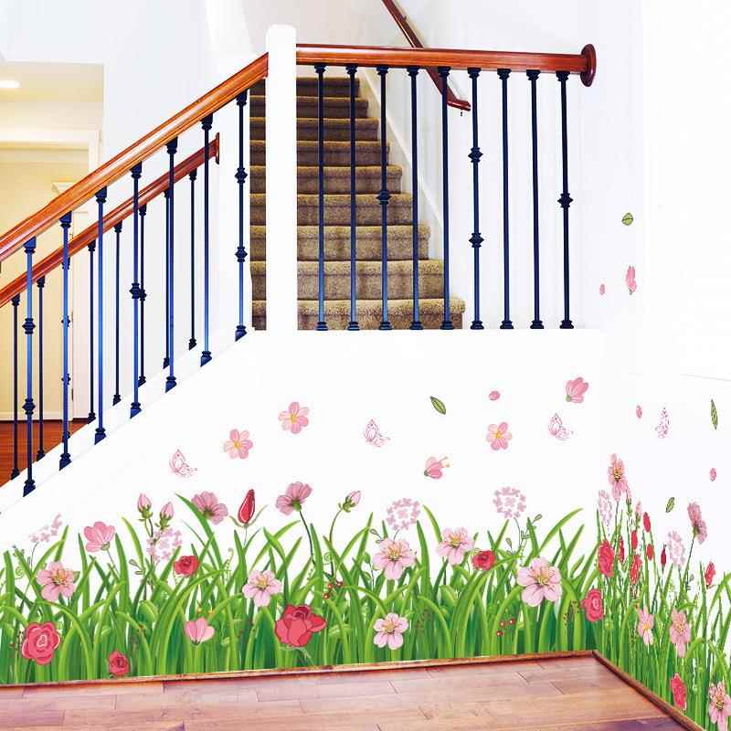 XL7189花卉花草踢脚线墙贴卧室客厅楼梯背景装饰可移除贴画定制图片