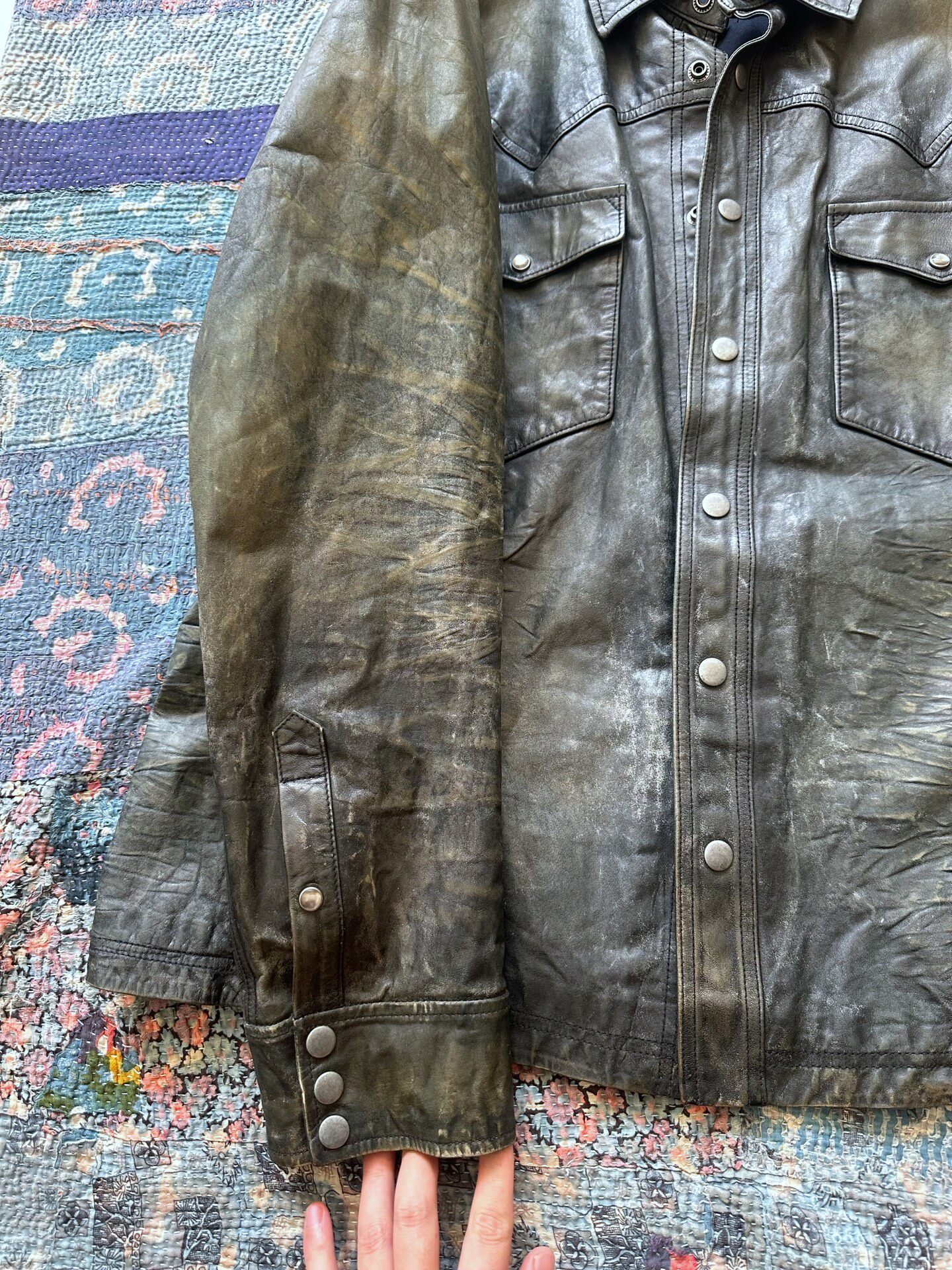 Polo Ralph Lauren Indigo Leather Jacket — label