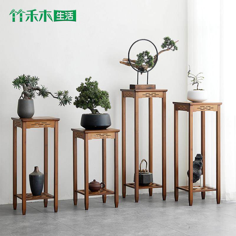 花架置物架室内落地式新中式楠竹花盆竹彷古客厅吊兰花架子