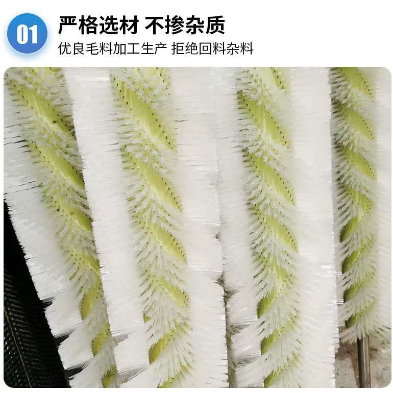 毛刷辊工业清洗打磨弹簧毛刷辊带轴外绕尼龙辊刷除尘圆形辊筒毛刷