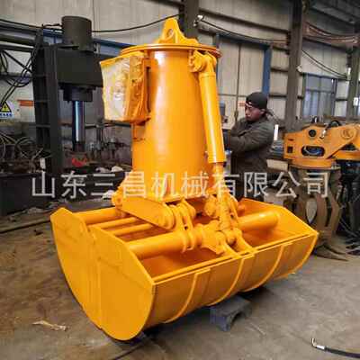 钢结构运河贝壳抓泥斗液压旋转贝壳抓斗挖掘机前端属具贝壳斗