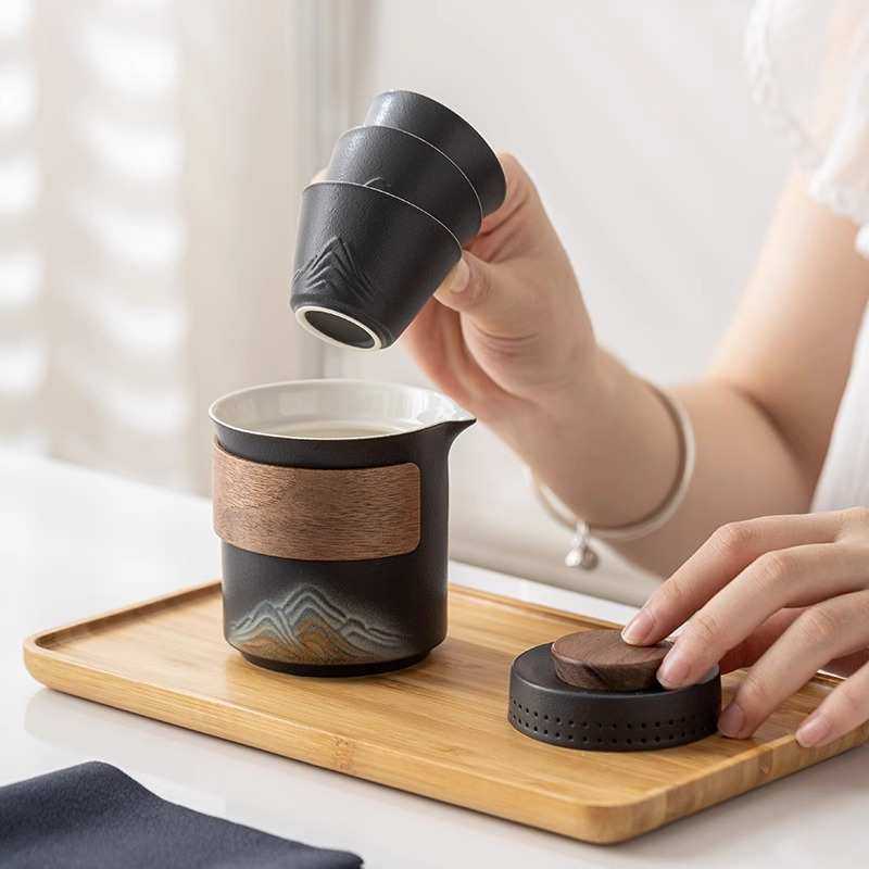 千里江山文创便携式旅行快客杯户外泡茶器企业商务伴手礼功夫茶具,餐饮具,旅行茶具,淘宝优惠券,粉丝福利购,淘宝优惠卷