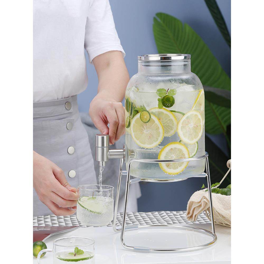 带龙头冷水壶凉水壶大容量水果汁茶饮料柠檬冰冷水桶夏高温工艺