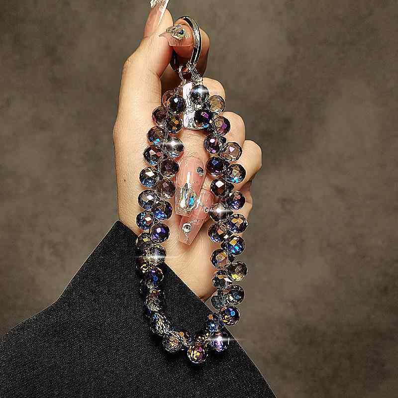 高级感手机链水晶水滴挂链手工串珠手机挂绳短款手腕链子高端女款