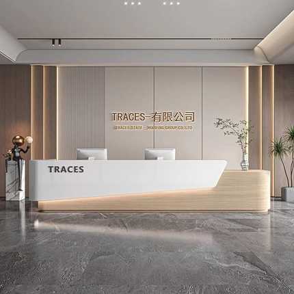 简约公司前台接待台酒店大厅服务台办公室前台桌售楼部吧台收银台