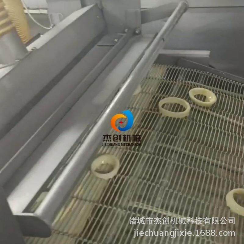 鱿鱼圈全自动上浆上粉油炸流水线 洋葱圈裹桨裹粉油炸机