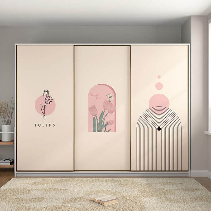 郁金香房间衣柜门贴纸衣柜贴纸翻新自粘卧室拉门移门玻璃门贴膜