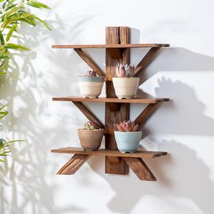 泰国实木墙上台子置物架挂墙装饰吊柜墙面收纳木格壁挂架子