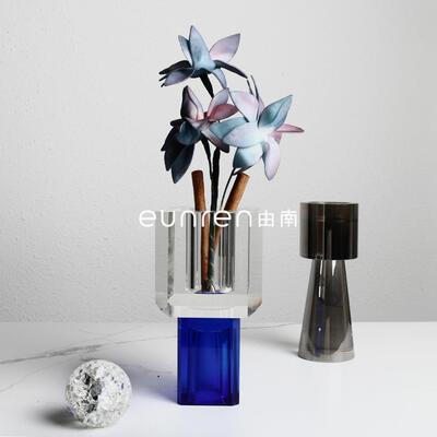 现XUS代简约个几何透明装体花器件样板房客厅茶摆几桌面干花性艺