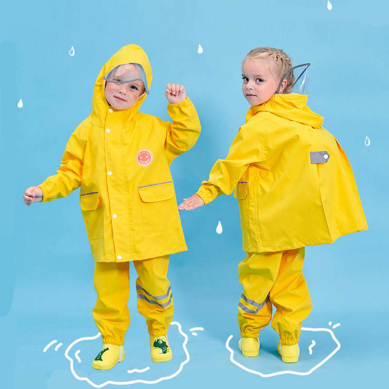 儿童雨衣雨裤雨鞋套装幼儿园小学生两件式雨披书包位中大童全身防