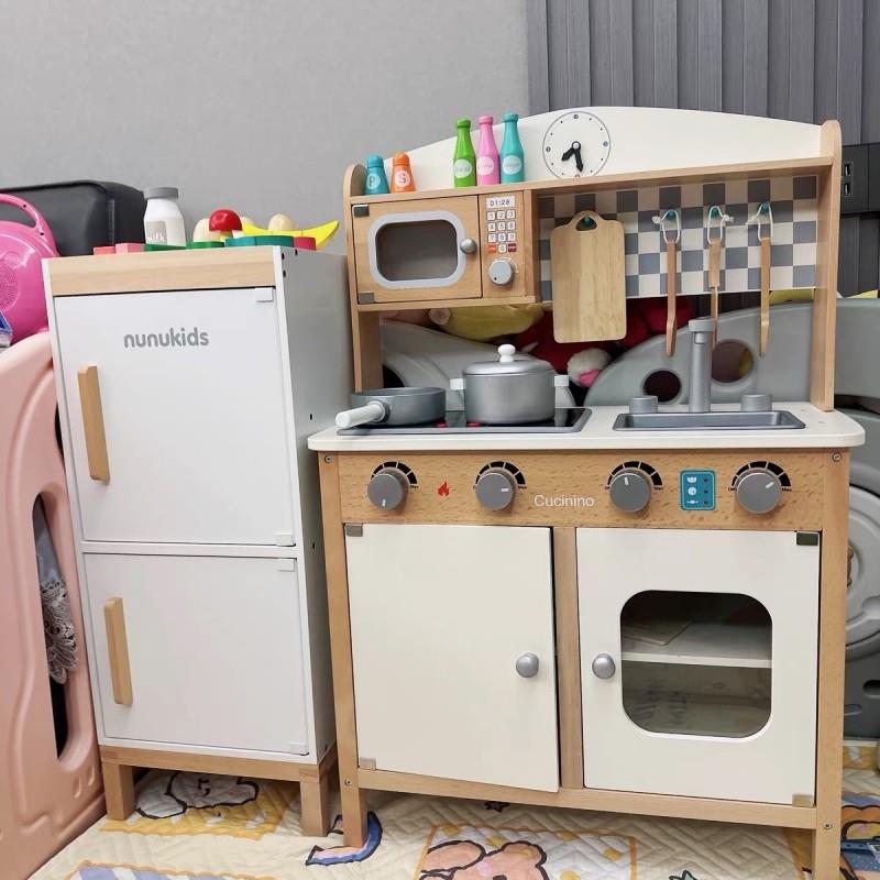 cucinino女孩公主厨房玩具儿童过家家做饭煮饭套装木质仿真厨具