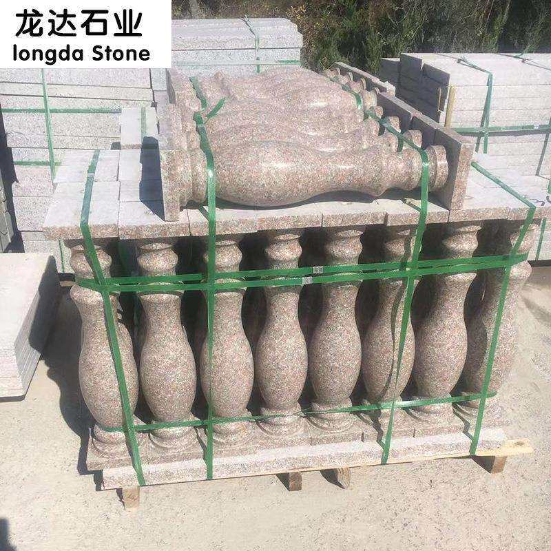 花岗岩花瓶柱五莲红异型石材电脑仿形罗马柱别墅装饰楼梯护栏