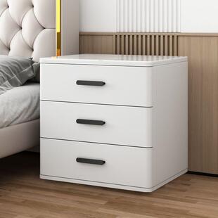 三抽实木烤漆岩板床头柜轻奢现代简约卧室收纳柜极简北欧艺术整装