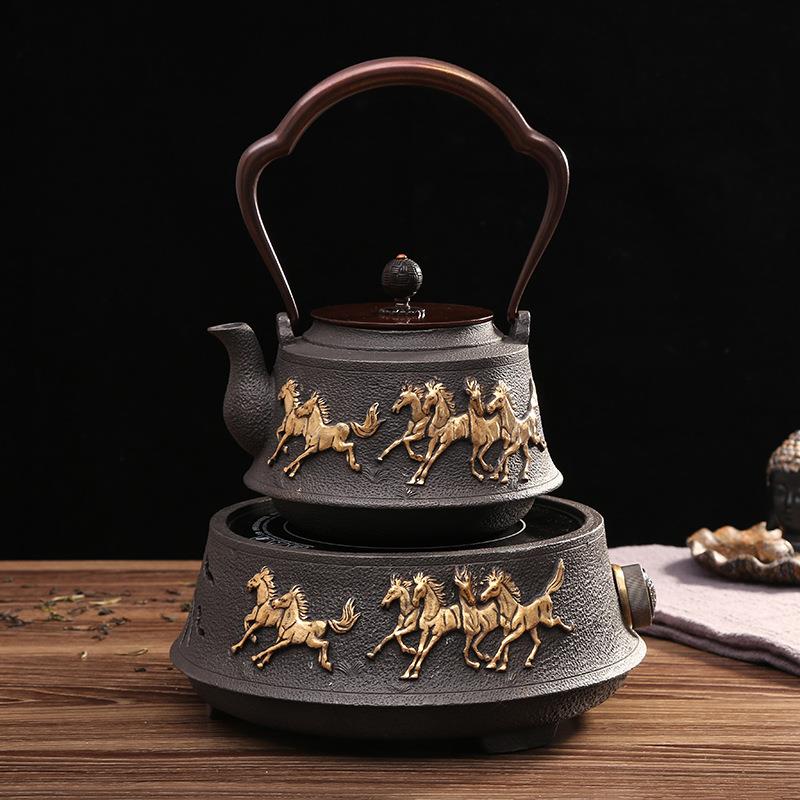 家用电陶炉煮茶器烧水煮茶壶铸铁壶套装铸铁泡茶烧水壶煮茶炉