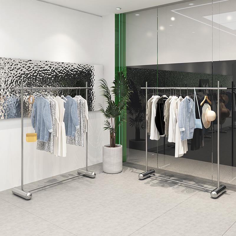 服装店展示架加粗不锈钢落地式挂衣架男女童装店中岛陈列道具货架