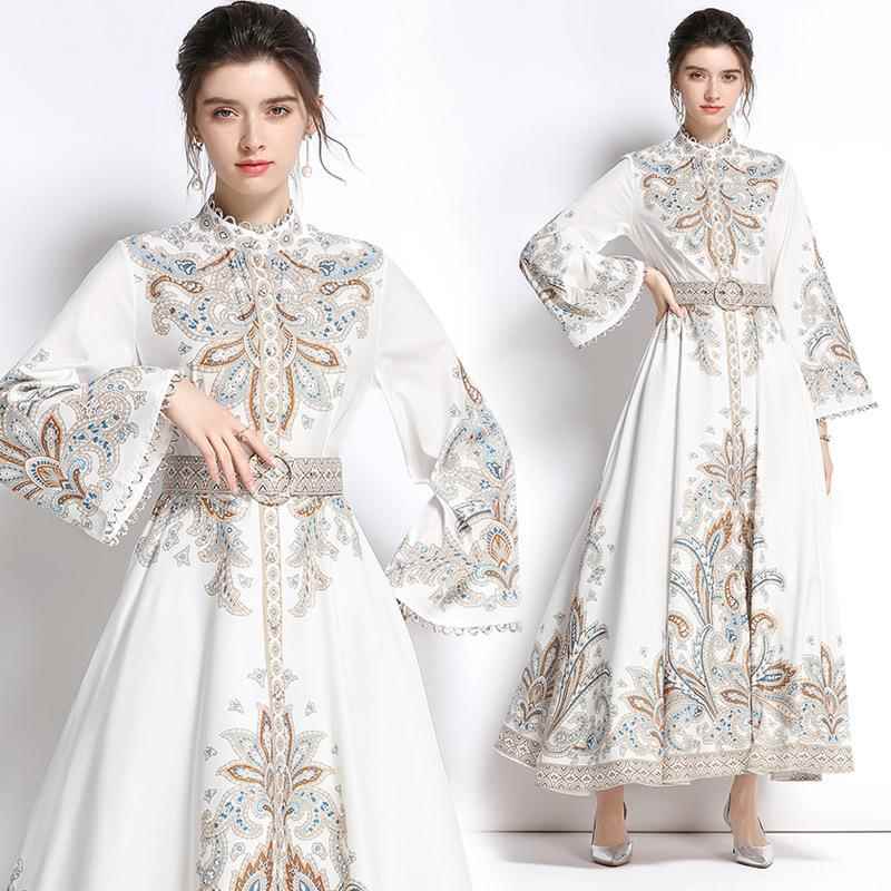 elegant skirt long dress slimming sleeves wrap-around with