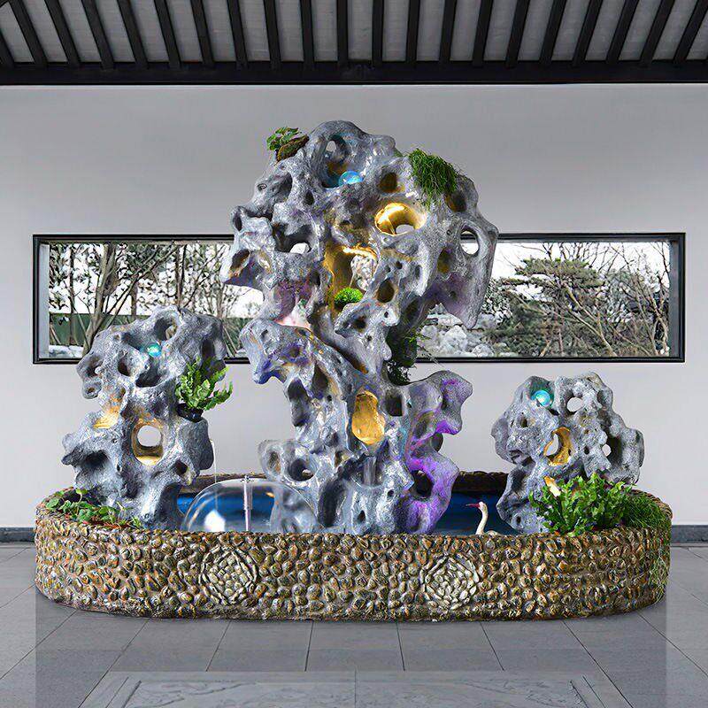 假山流水摆件模拟太湖石中式庭院落地园林装饰室外阳台园林景观