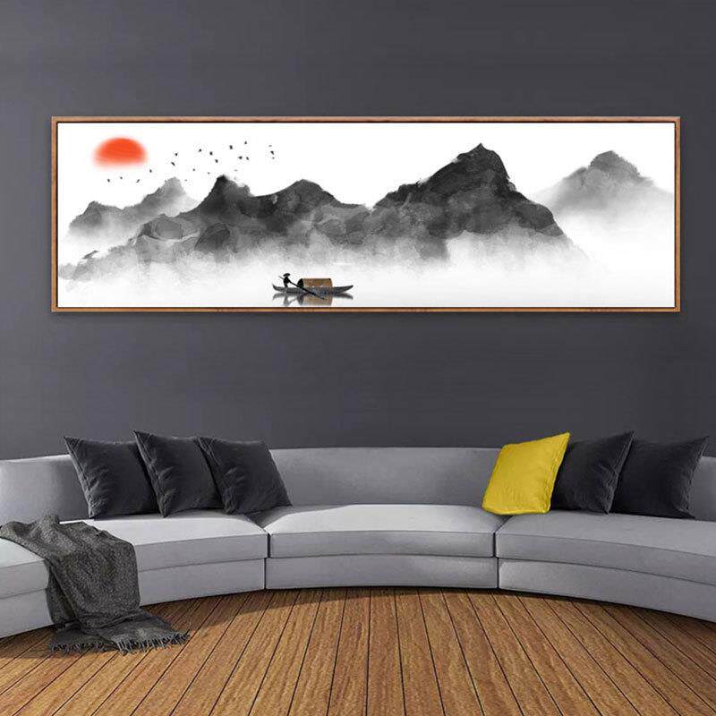 中中国风国壁画山画新式客水厅装饰画酒AXL-348店卧室挂画床头装