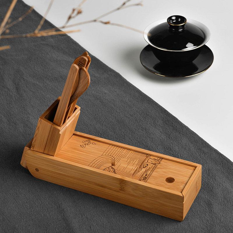 祥福新款唐风宋韵茶侍功夫茶具配件竹制茶道六君子零配套装摆件
