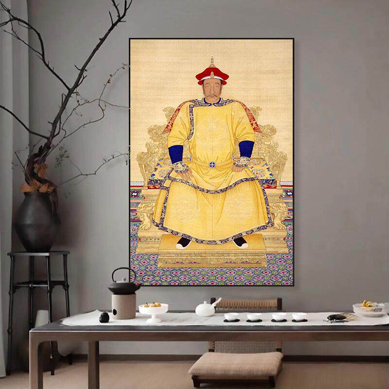 皇帝挂画古代服饰服装清朝十二帝装饰画宫廷古典龙袍乾隆画像壁画