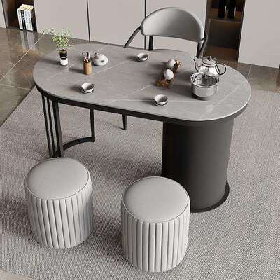 现代简烧约岩茶桌椅组合开槽意泡茶台轻板奢创水壶一体阳EFI台跑