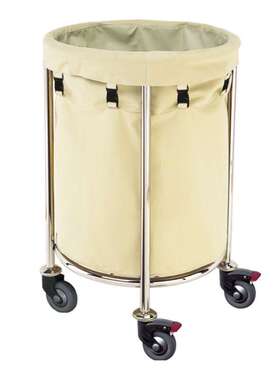 南C-63A中号圆形布草车镜钢客房服务车酒店宾馆多功能清洁手推车