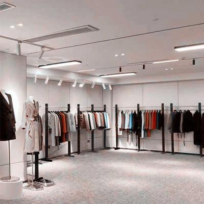 服装店落地展示架铁艺亚光黑简约挂衣架组合架女装店衣服陈列货架