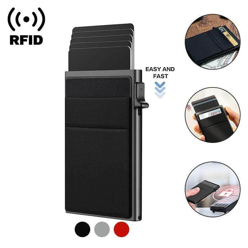 Rfid Credit Card Holder Wallet Metal Thin Slim Bank Card Cas - 实物图