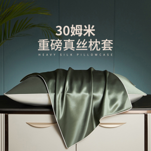 桑蚕丝丝绸枕套枕巾冰丝枕头套单个家用48余间 30mm真丝枕套一对装