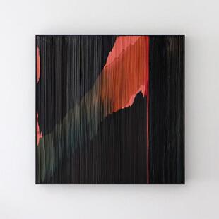 纯手绘艺术家抽象极简约线条立体肌理黑红艺术油画作品设计师推荐