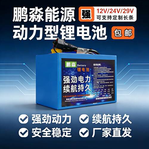 鹏淼能源大功率锂电池12V24V29V拖网船电池打窝船电池拉网船电池
