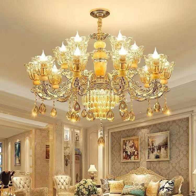 欧式天然玉石吊灯豪华客厅灯餐厅灯卧室灯轻奢别墅大厅灯水晶灯具