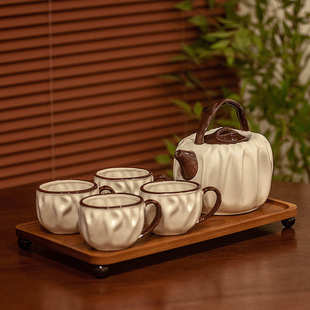 陶瓷中古风创意喝水杯子水具 复古茶具下午茶花草茶壶茶杯收纳套装