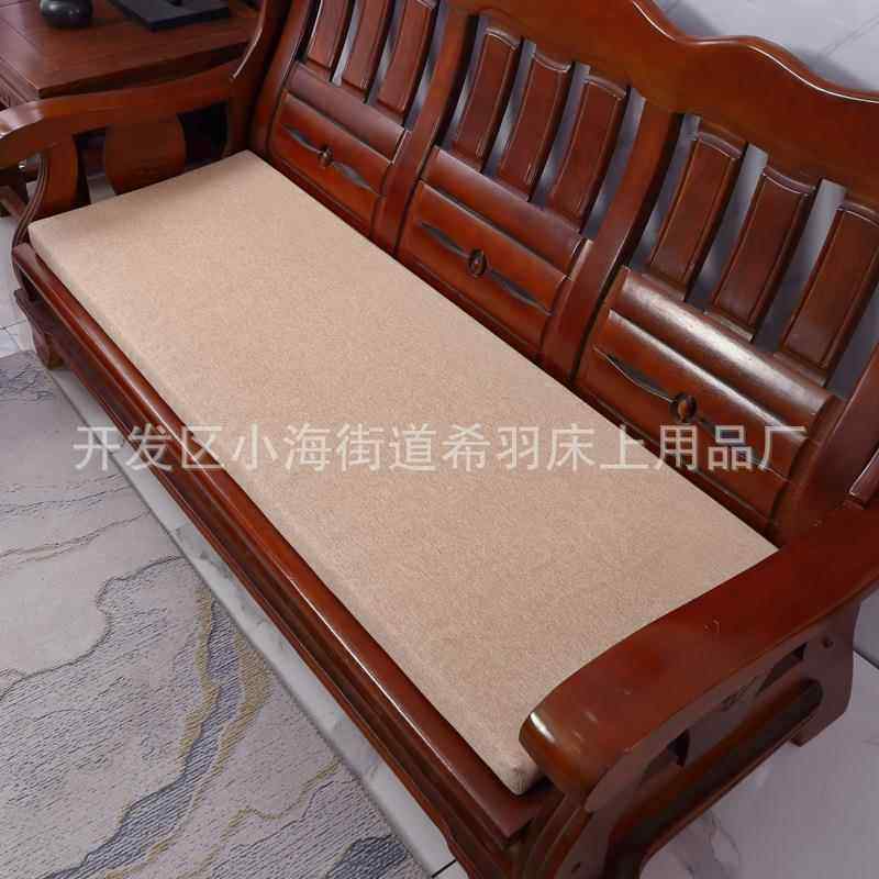 秋冬季亚麻防滑实木沙发坐垫可拆洗加厚单人三人座连体长海绵垫子