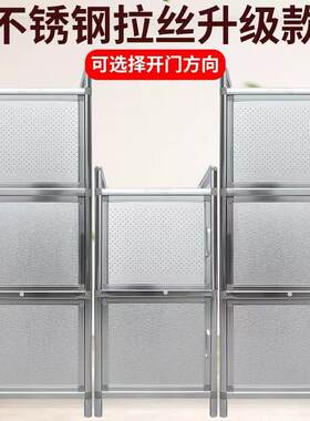 加厚简易不锈钢小柜子整体橱柜家用铝合金厨房收纳柜置物架角柜阳