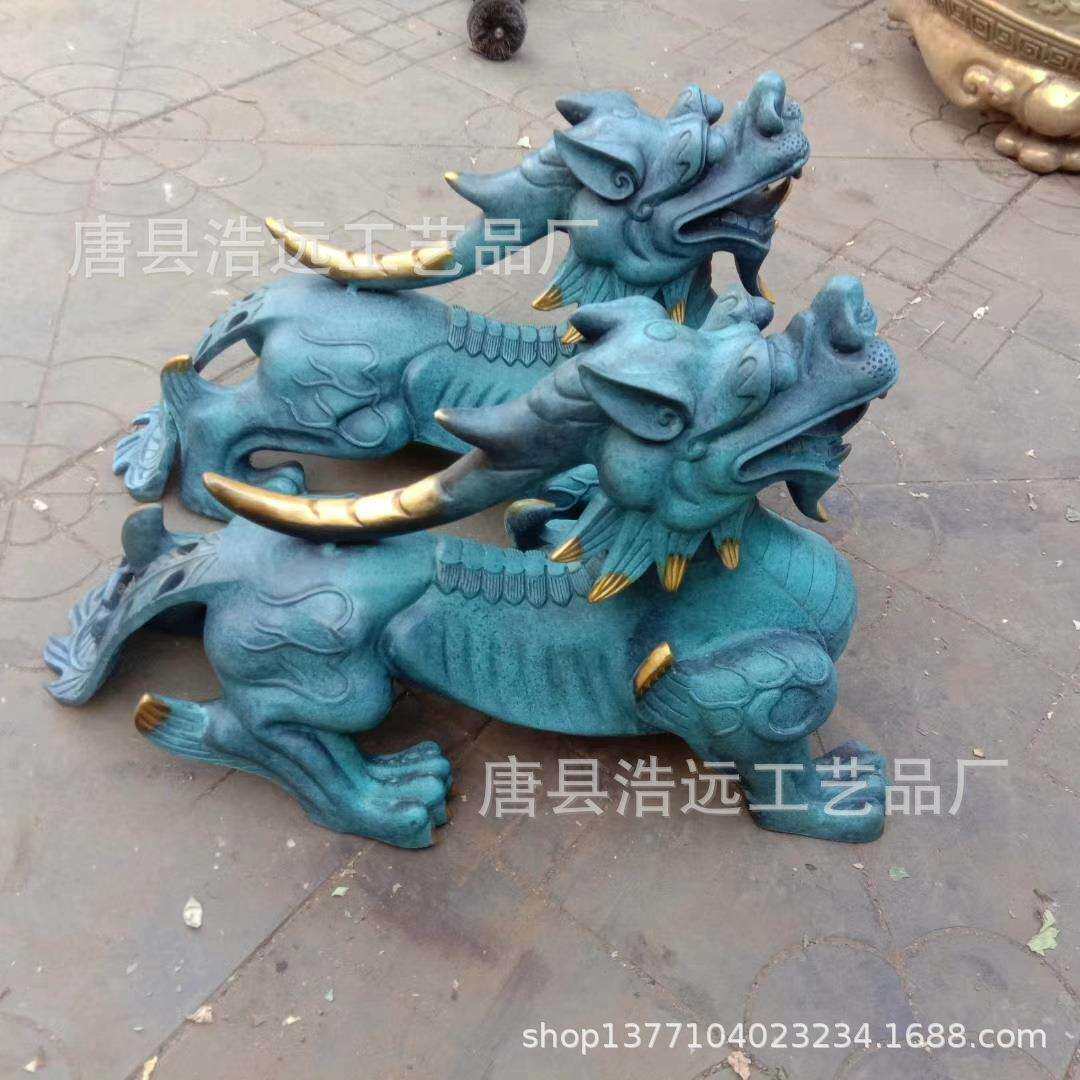 纯铜貔貅如意迎客 招财全铜貔貅 大号带底座天禄独角兽雕塑